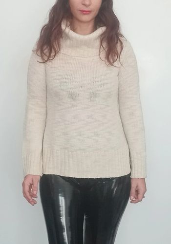 Joli pull d hiver col roulé crème taille 34