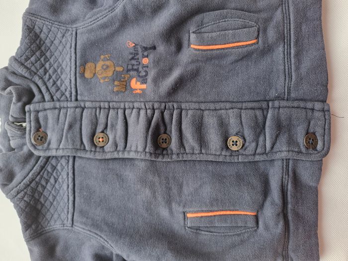 Manteau zippé 18 mois Obaïbi Bleu marine orange Inscription My Funny Factory avec petit robot - photo numéro 2