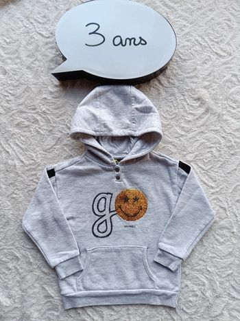 Sweat à capuche sequins Garçon 3 ans go Smiley