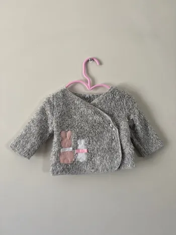 👚 gilet tout doux / gris - je ne sais quoi - bébé fille 3 mois - très bon état