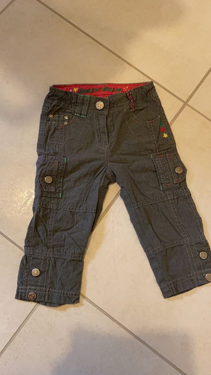 24 mois - sergent major fille pantalon gris et rose