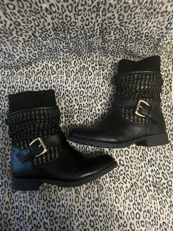 Bottines noires et argentés - photo numéro 2