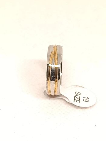 Bague anneau type alliance doré argenté