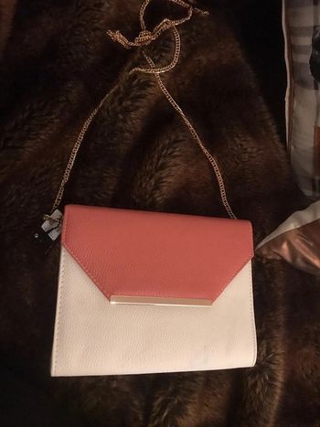 sac bandouliere rose saumon et beige neuf etisuette