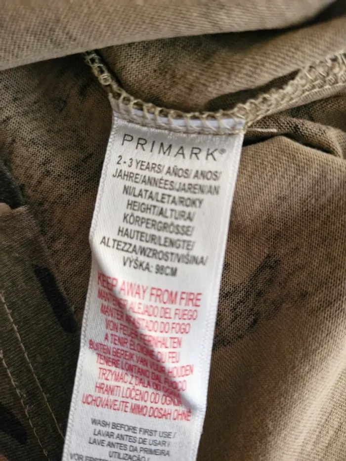 T-shirt manches courtes garçon 2-3 as Primark Treillis Kaki, beige, coton - photo numéro 3