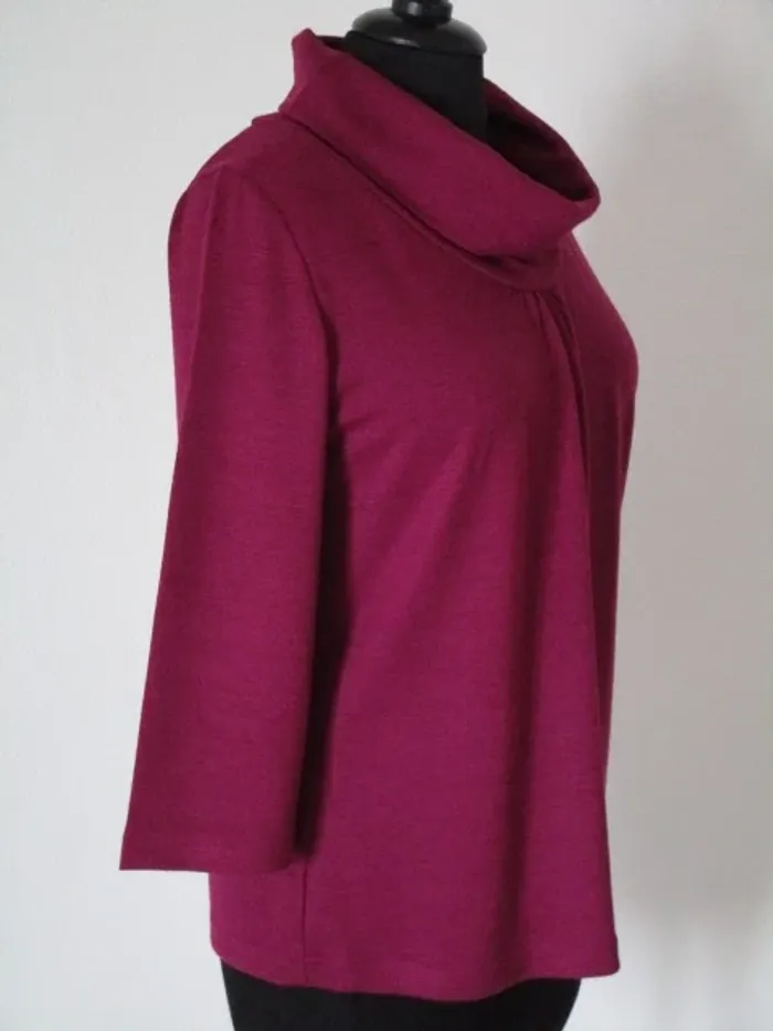 Pull prune col roulé manches 3/4 Jac Jac 38 NEUF - photo numéro 4