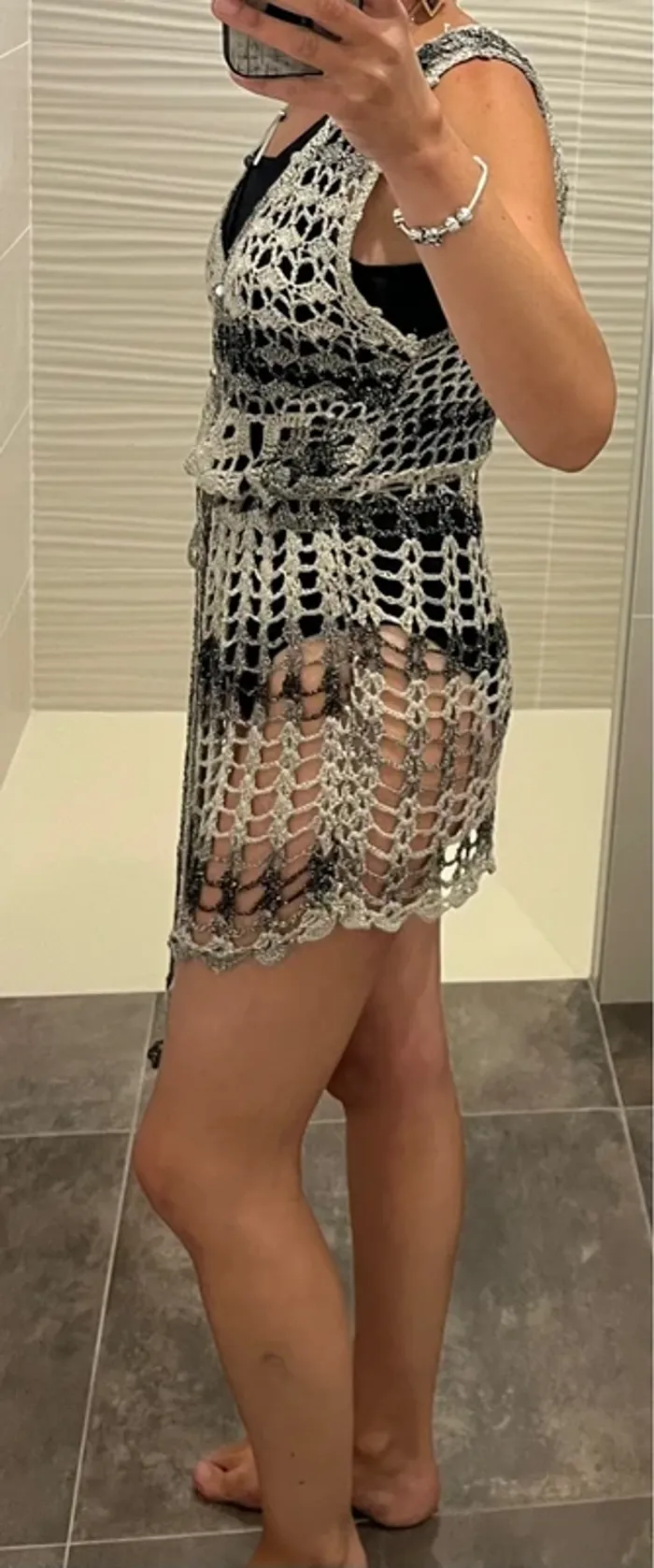 Gilet ajouré en crochet - taille XS - photo numéro 8