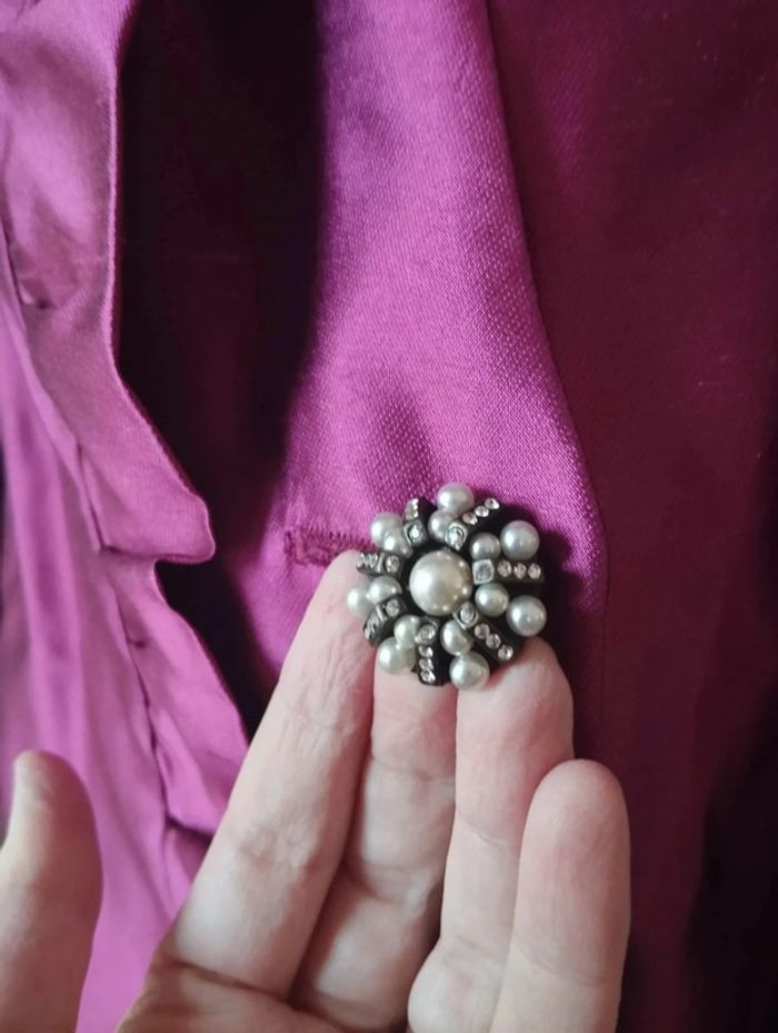 🌹 Ensemble Veste & Jupe Magenta Pure Soie Sintesis T50/52🌹 - photo numéro 5