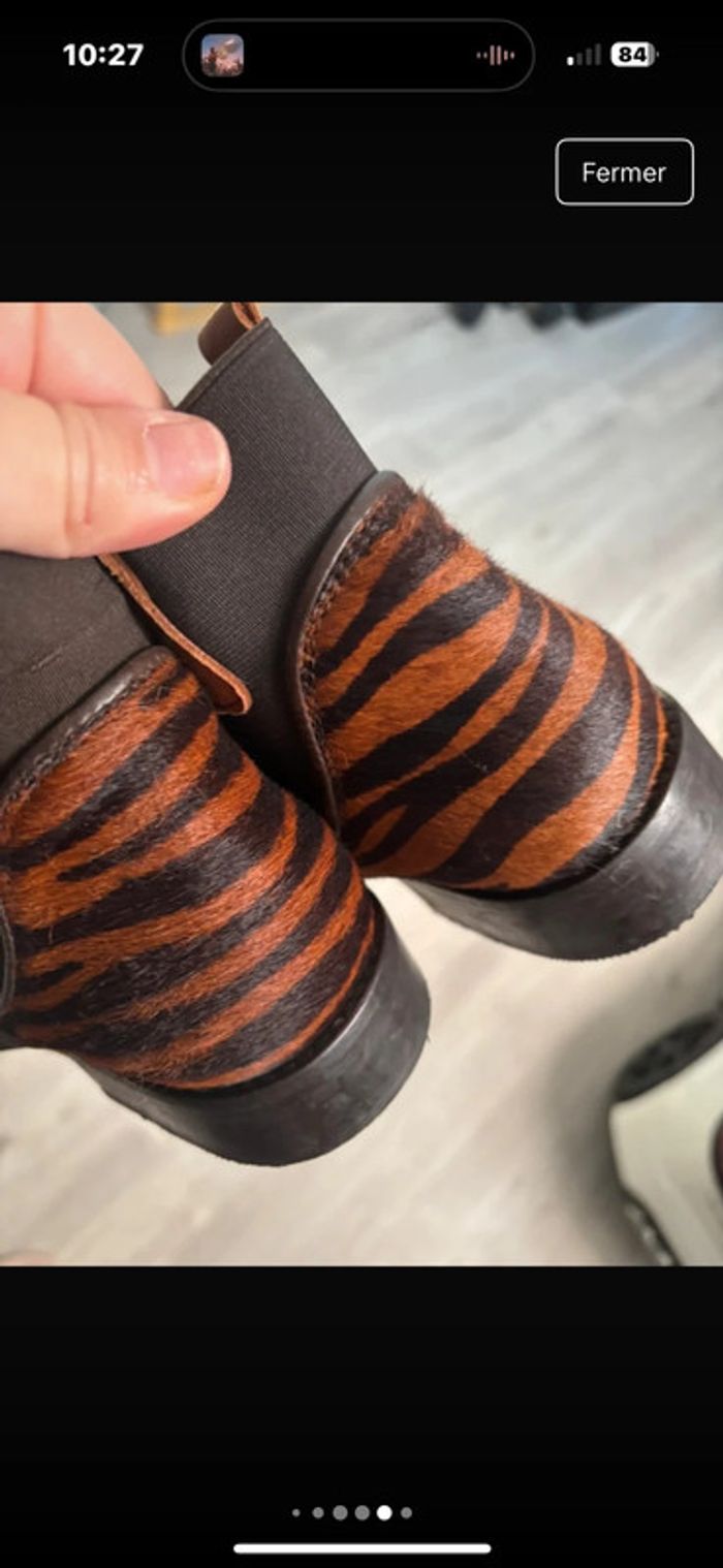 Bottines femme basses camel zébré taille 39 - photo numéro 5