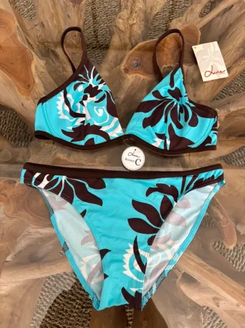 Maillot de bain 2 pièces Livia bleu marron