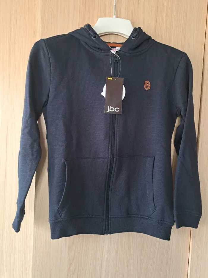 JBC : sweat zippe capuche marine (164) neuf