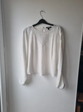 blouse manches longues dentelle et crepe jennyfer