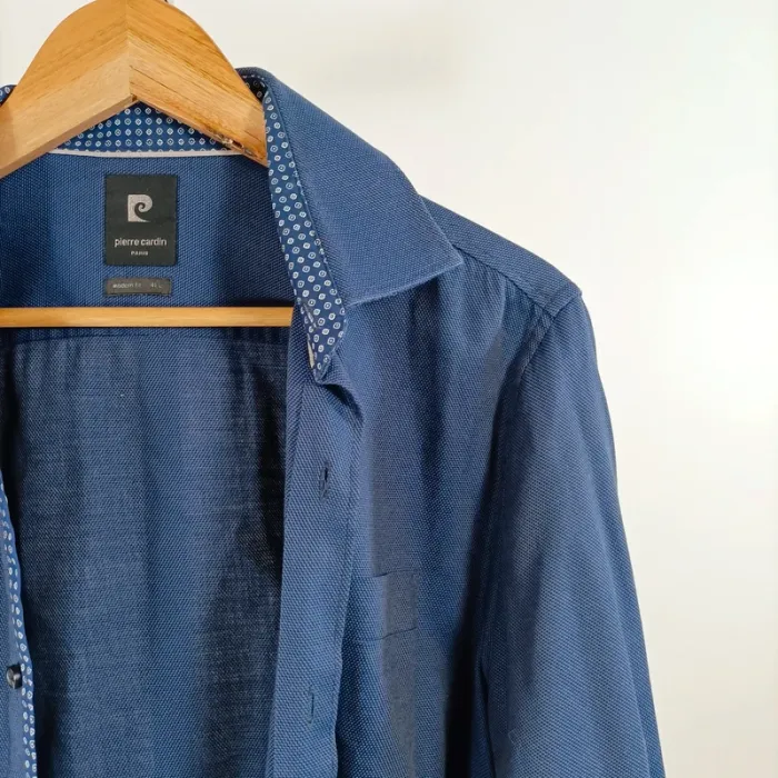 Chemise homme bleu foncé Pierre Cardin, col à motif, taille 41 1311 - photo numéro 3