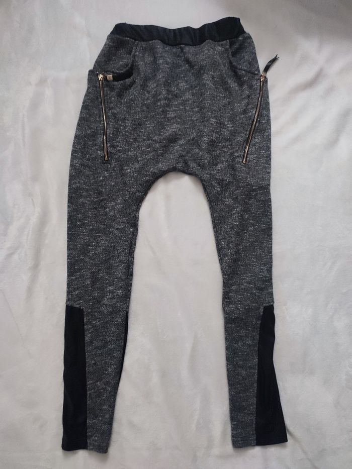 Sarouel bi matière gris et noir sans marque taille s