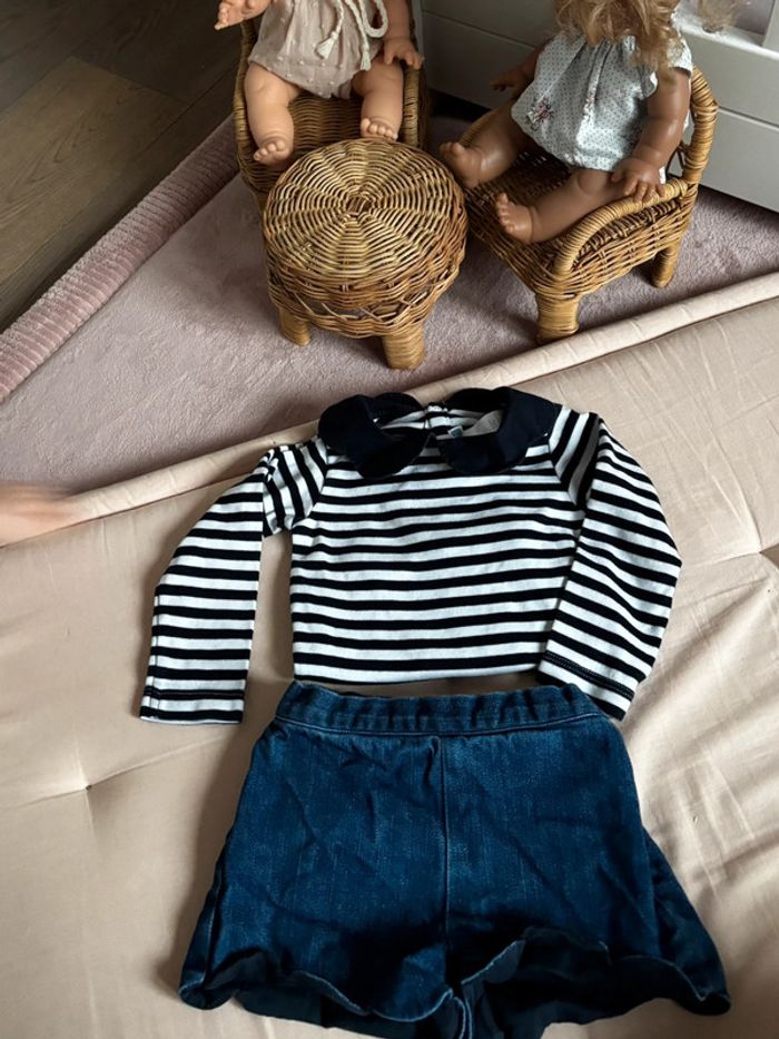 Lot ensemble bébé fille Jacadi 18 mois body short jeans