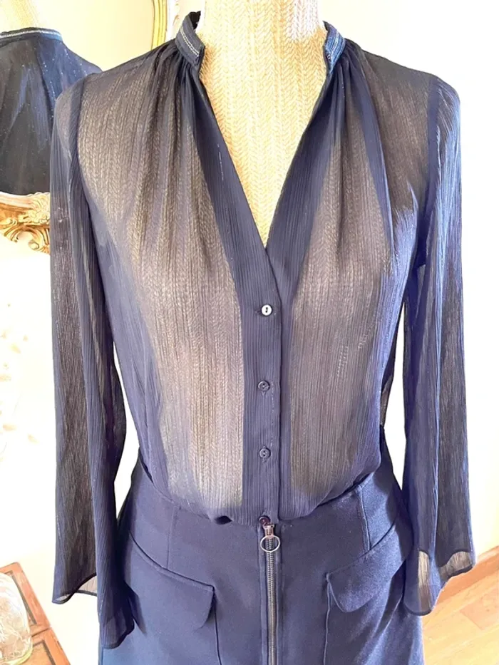 Sublime blouse chemise manche longue noir fluide Zara taille XS - photo numéro 19