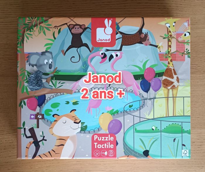 Puzzle géant tactile Janod "Journée au zoo" 20 pièces 2 ans