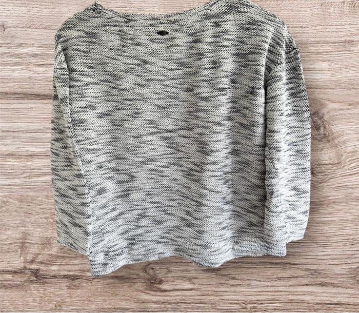 Pull col rond manches 3/4 gris noir bonobo taille 36 S - photo numéro 3