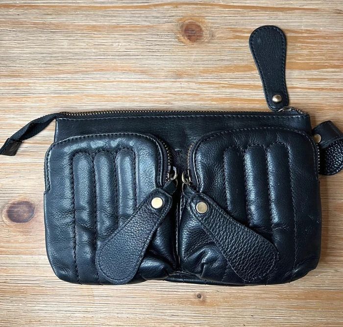 Pochette sac à main Bel Air en cuir gris anthracite – multi-poches – très bon état - photo numéro 2