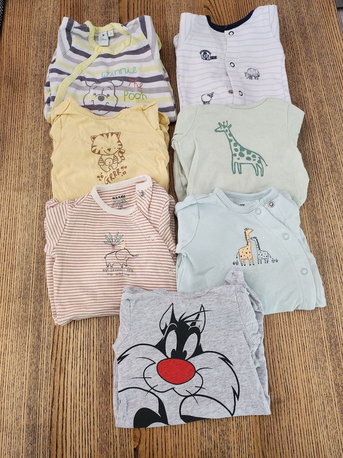 Lot 7 babygros coton