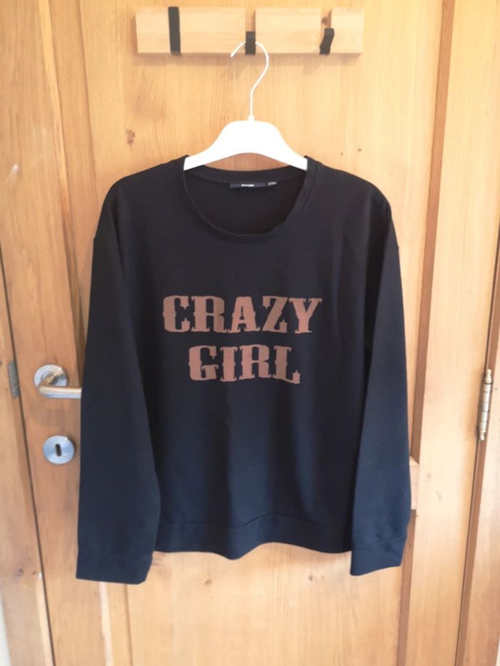 Sweat Kiabi en noir imprimé brun M