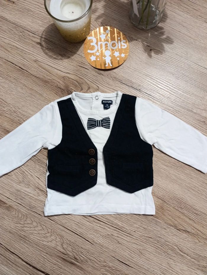 T-shirt effet costume Kiabi 3 mois - photo numéro 2