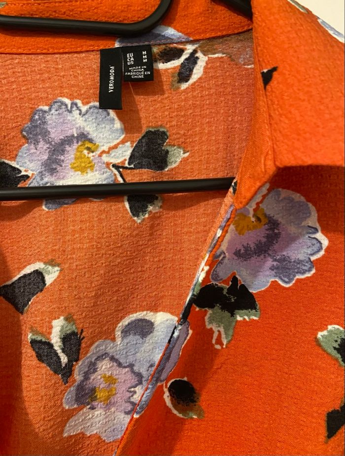 Blouse orange fleurie - photo numéro 4