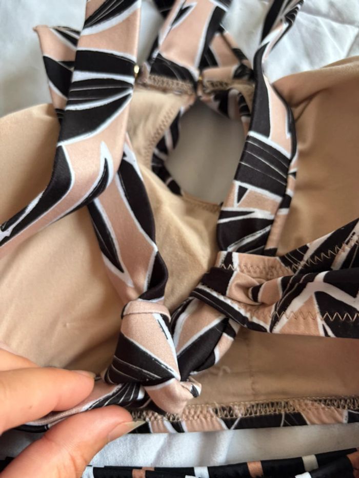 Ensemble maillot de bain bikini motif rayé feuillage multicolore Penti taille XS/34 neuf - photo numéro 7