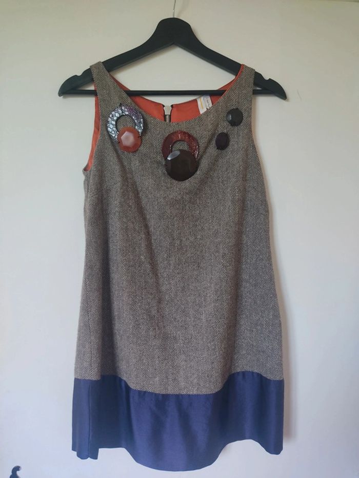 Robe mi-longue XS 100% soie fait main et brodé Ella Luna Vintage - photo numéro 7