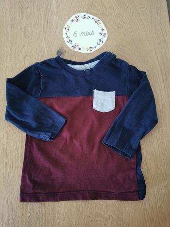 T-shirt à manches longues bébé garçon 6mois verbaudet tbe