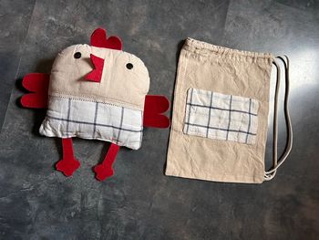 Doudou poule cocotte fait main boutique artisanale