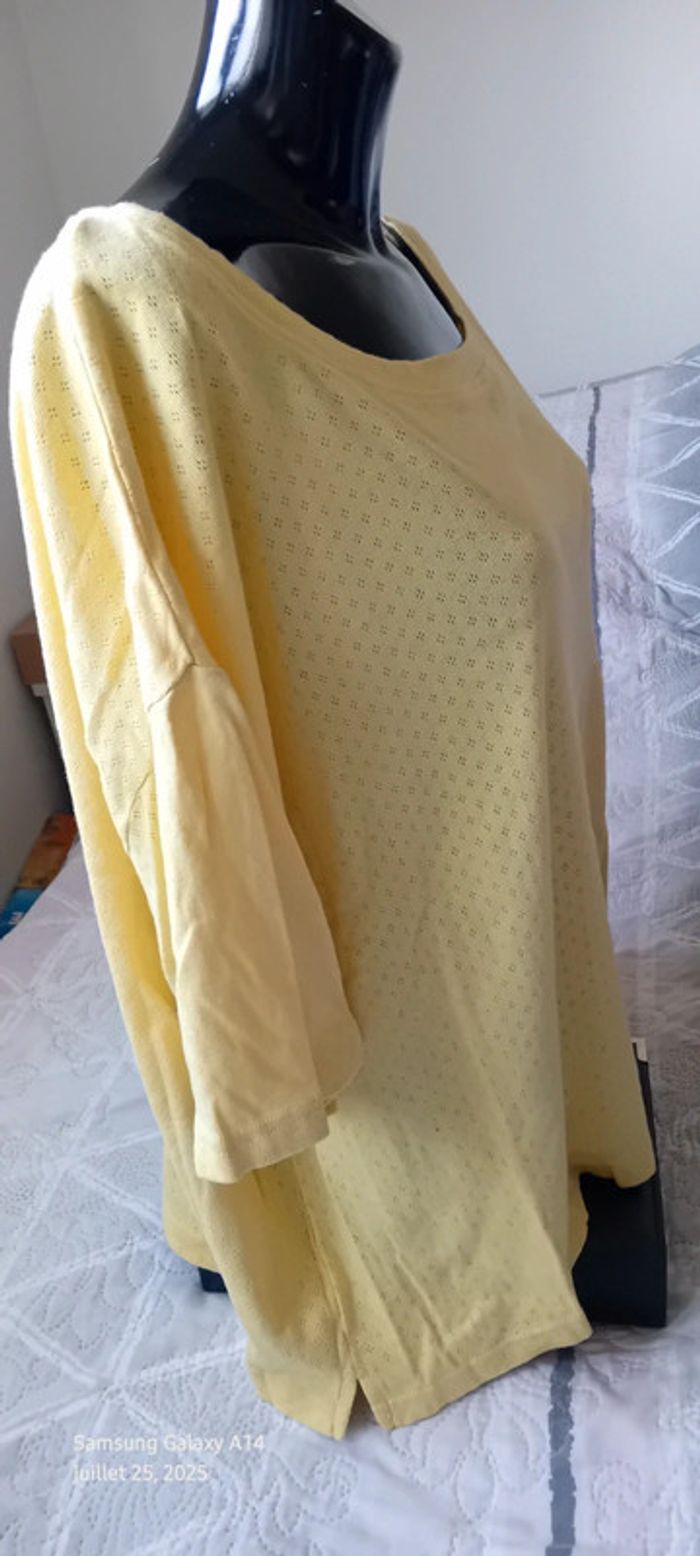 Haut manches courtes oversize maille ajourée motif losanges femme XXL in extenso - photo numéro 7