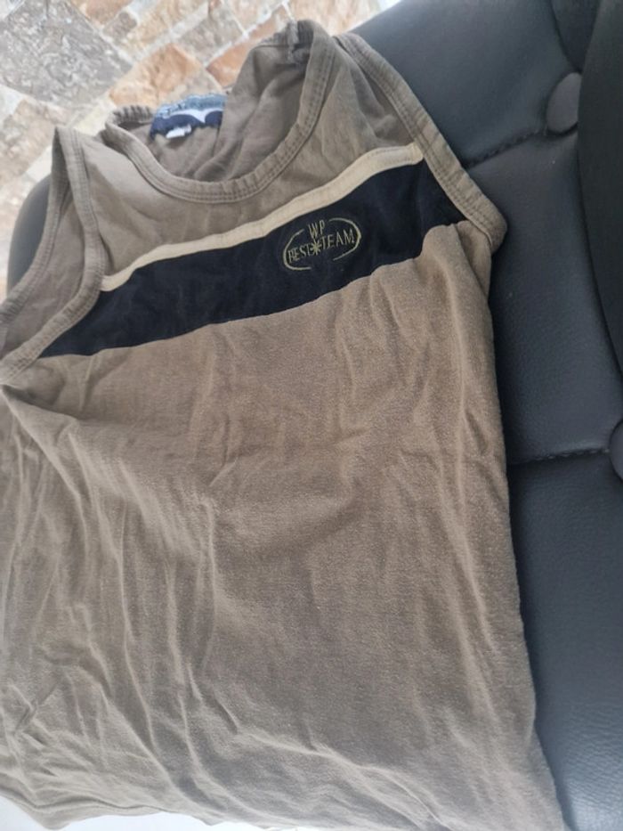 1 t shirt sans manche vert kaki noir marque sportsweear 8 ans - photo numéro 3