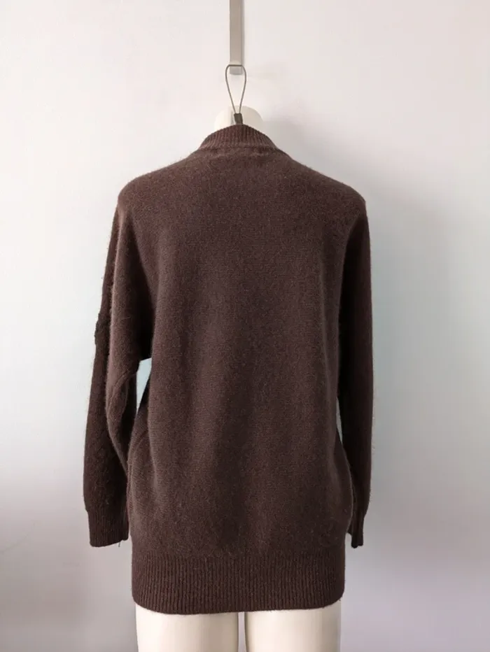 Pull chaud brodé vintage - laine agneau angora - taille 42 - photo numéro 3