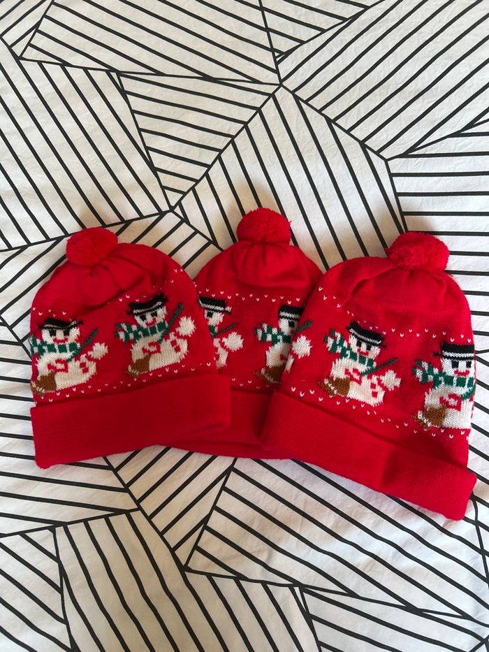 Lot de 3 bonnets bonhomme de neige