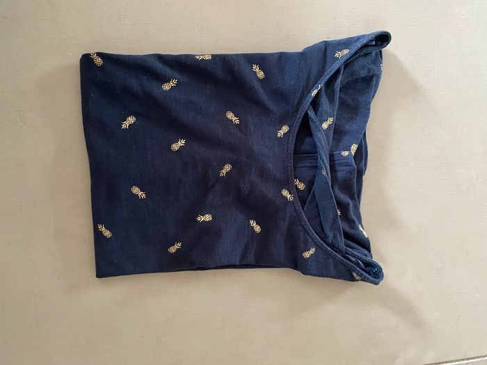 Tee shirt Grain de Malice bleu marine avec ananas dorées taille L - photo numéro 15