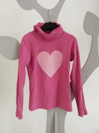 Sous-pull rose imprimé coeur rose clair pailleté NKY taille 8 ans