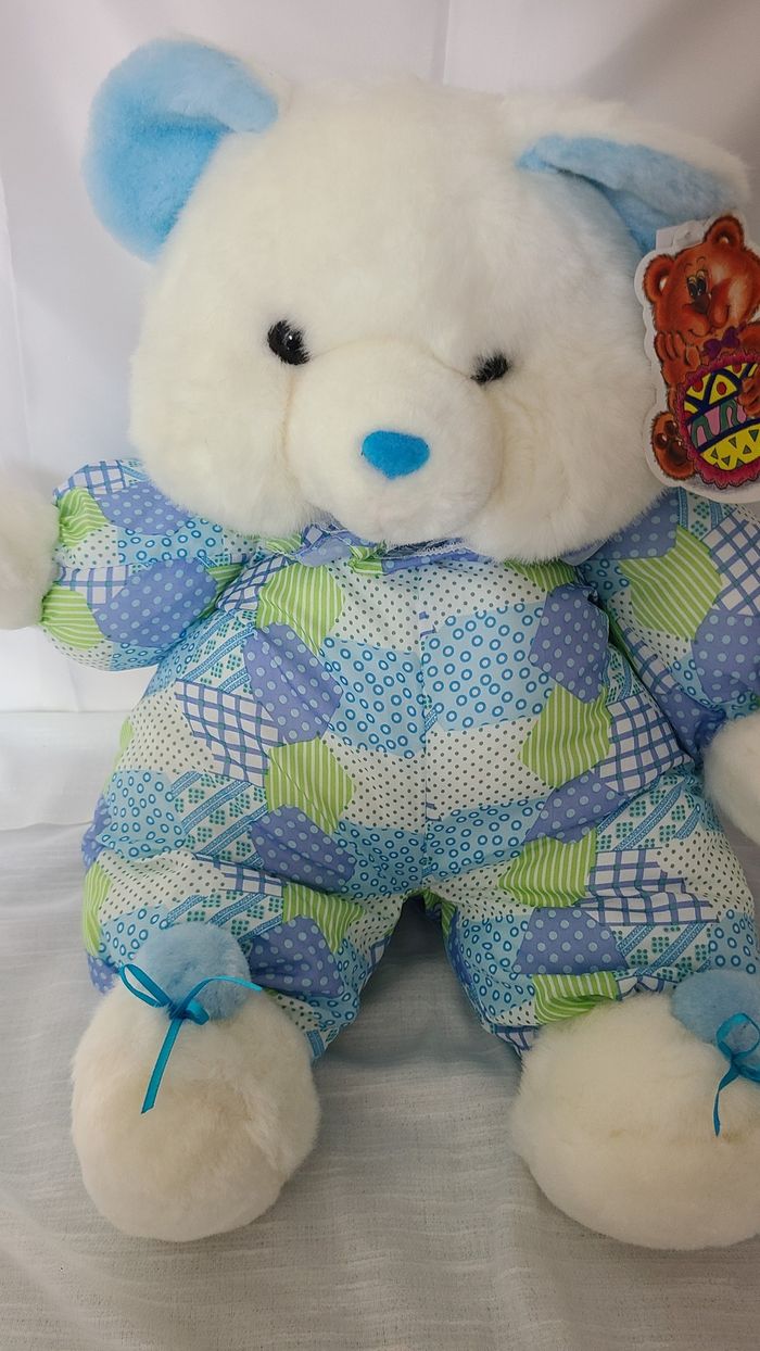 peluche ours en peluche blanc , bleu imprimé VINTAGE Cuddle Wit - photo numéro 8