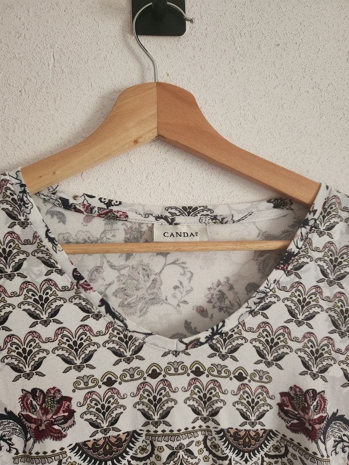 Haut blanc imprimé bohème – Manches 3/4 – Taille L – C&A - photo numéro 4