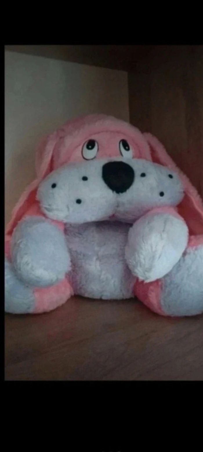 Grand doudou peluche toit mimi violet rose - photo numéro 2