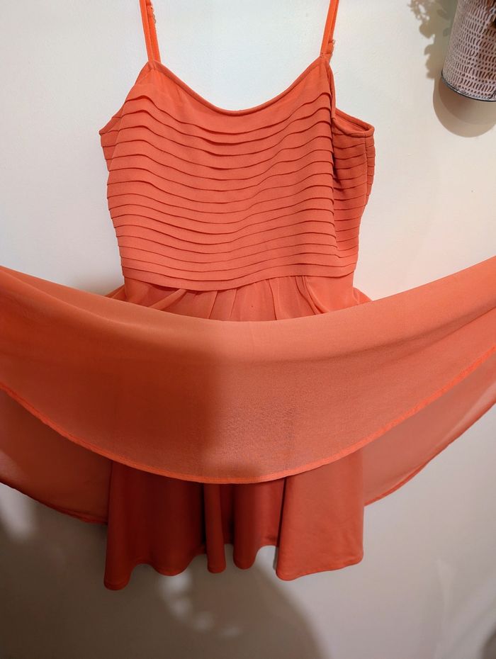 🌺 Robe courte corail Cache Cache – Taille M - photo numéro 4