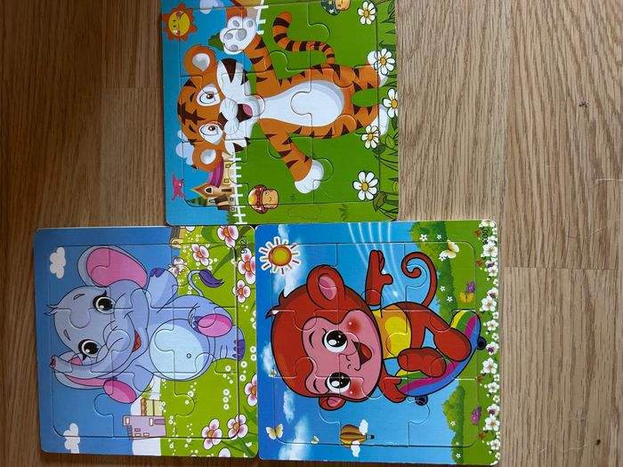 Trois puzzle 9 pièces animaux