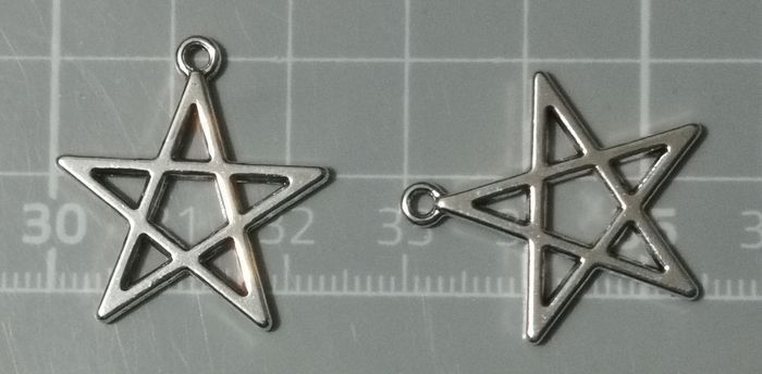 3 x pendentifs GF "Étoile à 5 branches - pentagramme" en métal argenté - photo numéro 4