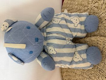 ours carrefour range pyjama bleu rayon blanc peluche 48 cm vintage