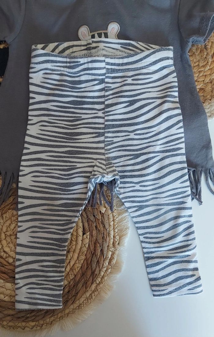 Ensemble animal zèbre 🦓 bébé fille printemps été tee-shirt manches courtes avec legging - photo numéro 4