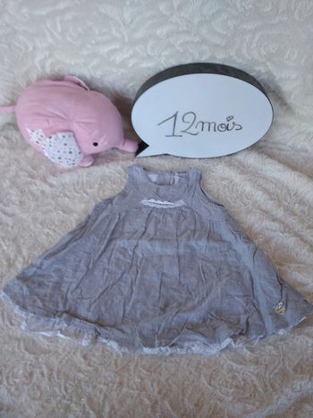 Robe légère été Fille 12 mois 1 an Absorba dentelle cœur