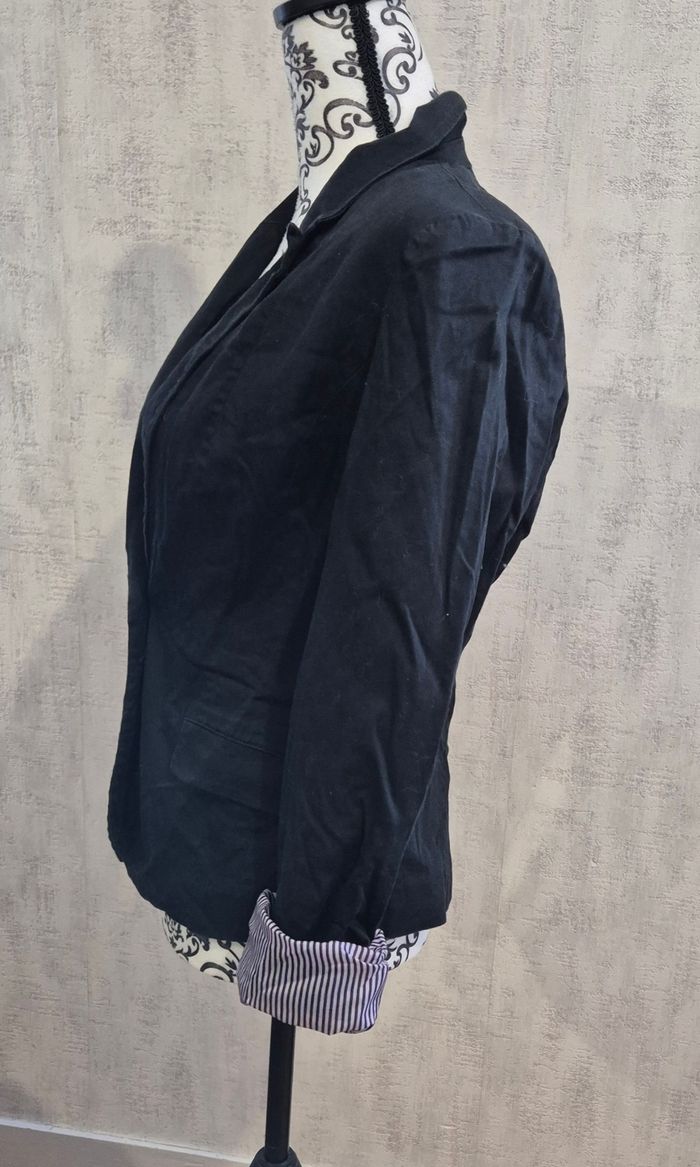 Veste blazer femme Mim noir avec revers rayure bleu taille 38/M - photo numéro 4