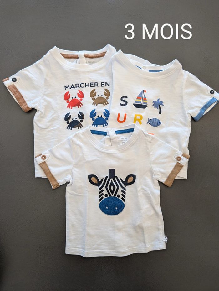 Lot de 3 t-shirt Okaïdi - Taille : 3 mois