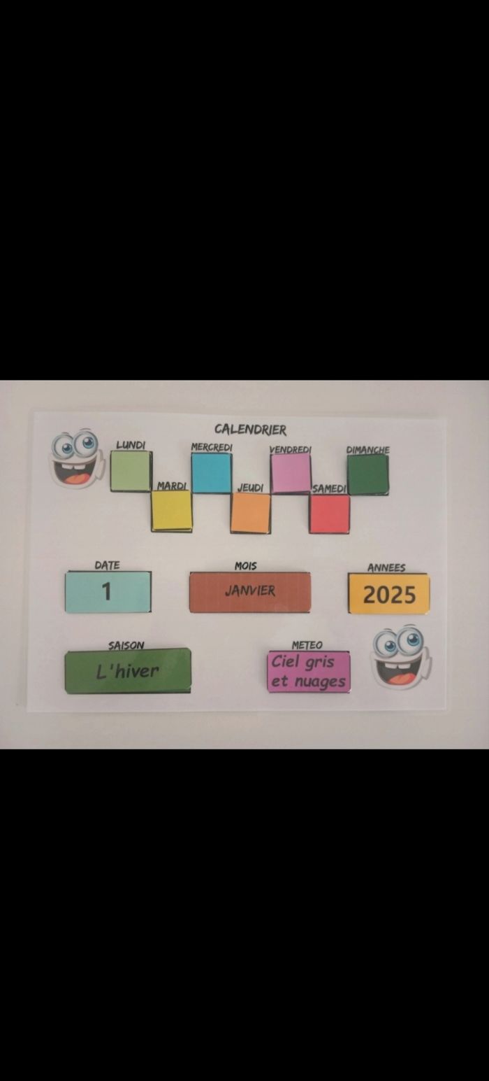 Calendrier conçu pour les enfants
