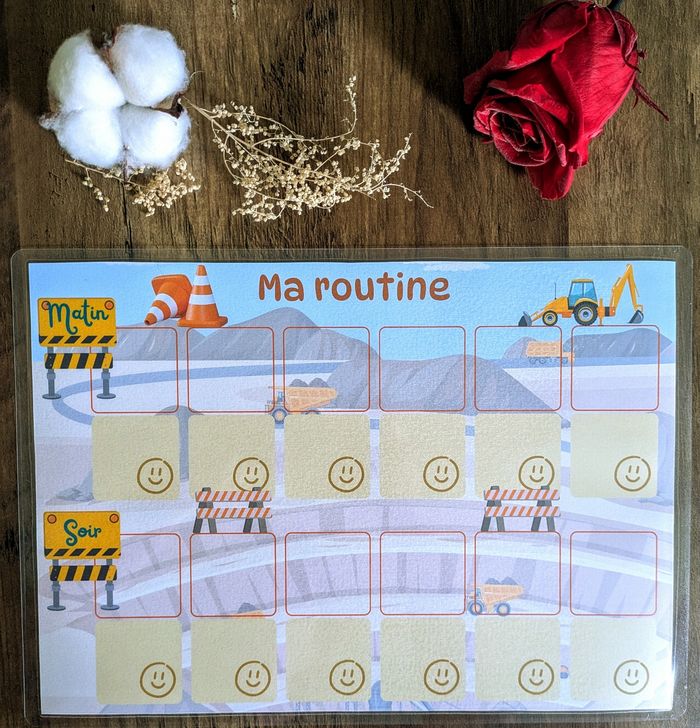 Routine A4 plastifiée tractopelle engin de chantier - photo numéro 3
